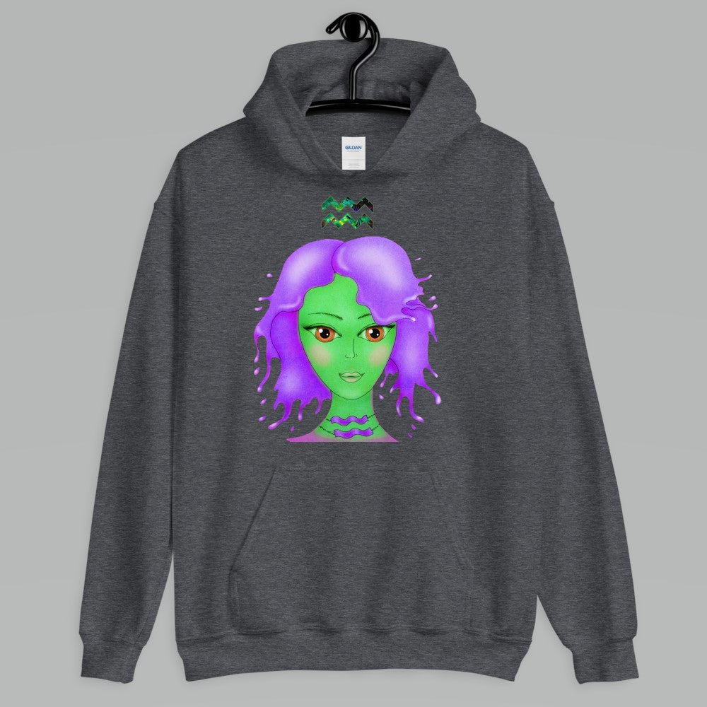Athletic Casualwear Hoodie for Women- Aquarius Sun Sign. WickedYo.